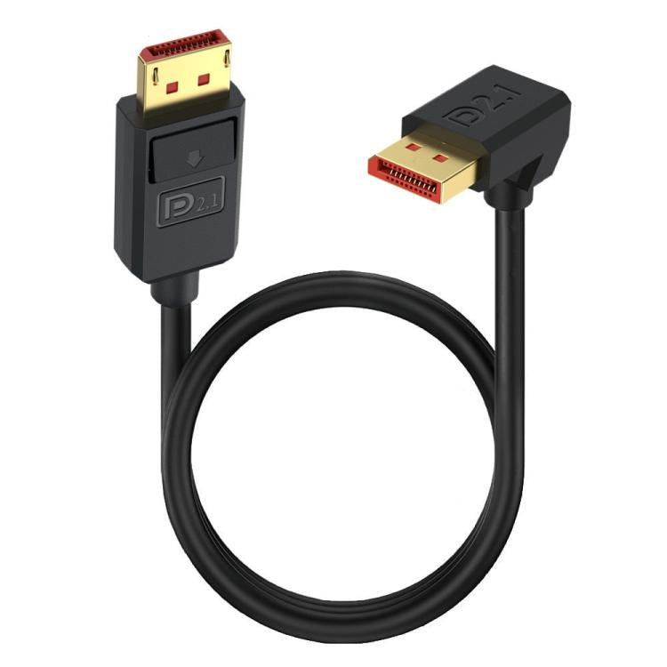 DP2.1 to DP2.1 Upper Elbow 52Gbps 16K 30Hz DisplayPort Extension Adapter Cable, Length: 3m - Black