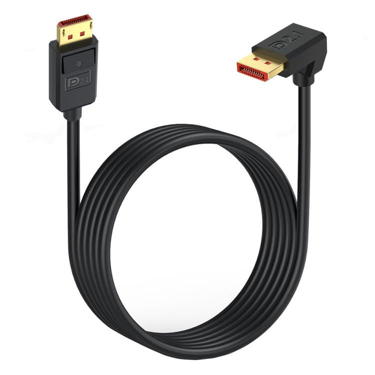 DP2.1 to DP2.1 Down Elbow 52Gbps 16K 30Hz DisplayPort Extension Adapter Cable, Length: 3m - Black