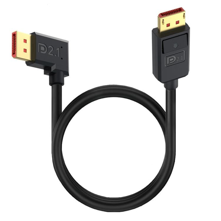 DP2.1 to DP2.1 Left Elbow 52Gbps 16K 30Hz DisplayPort Extension Adapter Cable, Length: 3m - Black