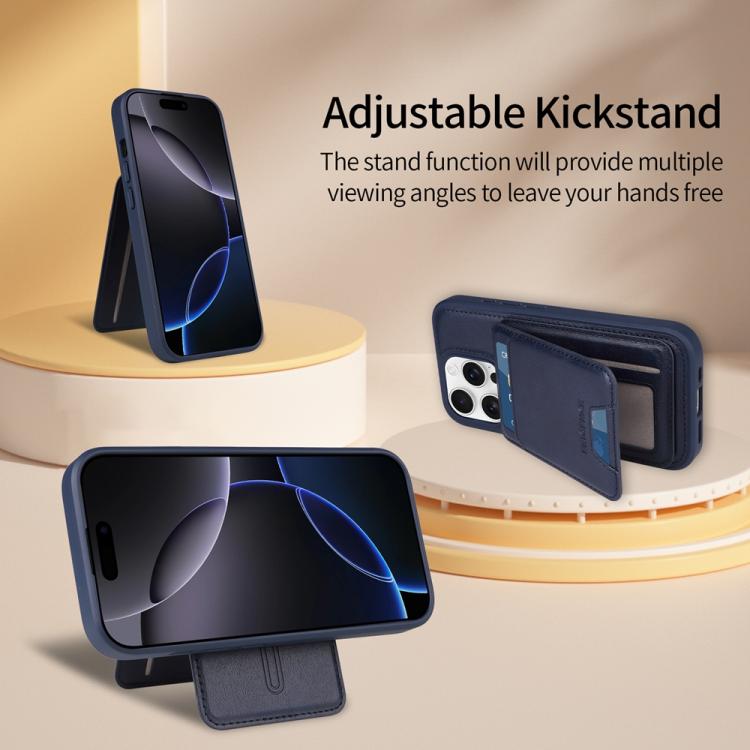 For iPhone 16 Pro BETOPNICE Vertical Flip Detachable MagSafe Wallet Phone Case