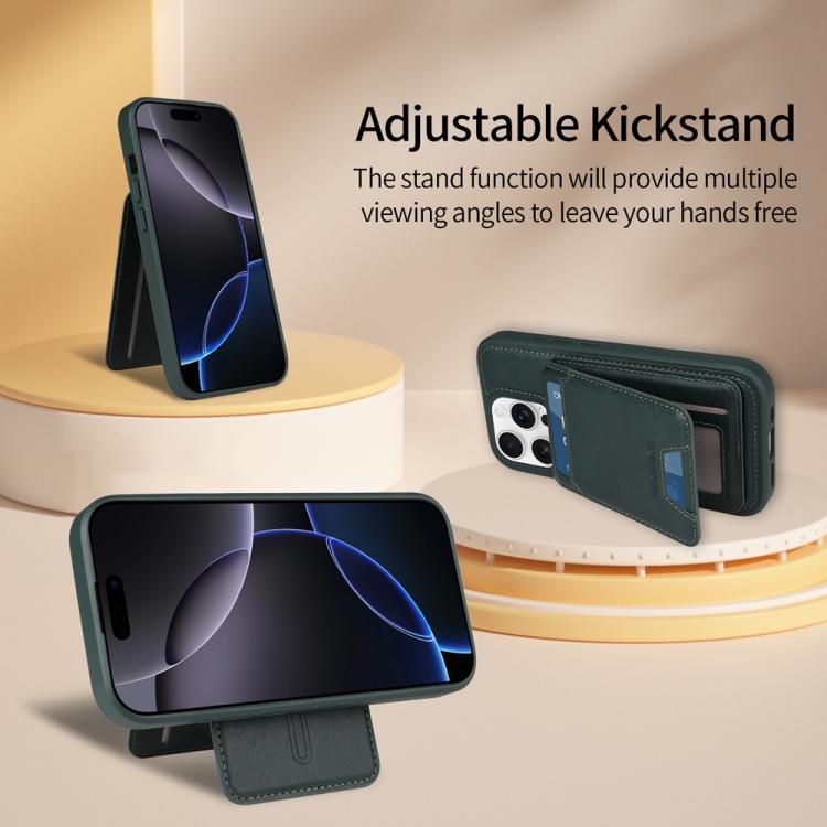 For iPhone 16 Pro BETOPNICE Vertical Flip Detachable MagSafe Wallet Phone Case