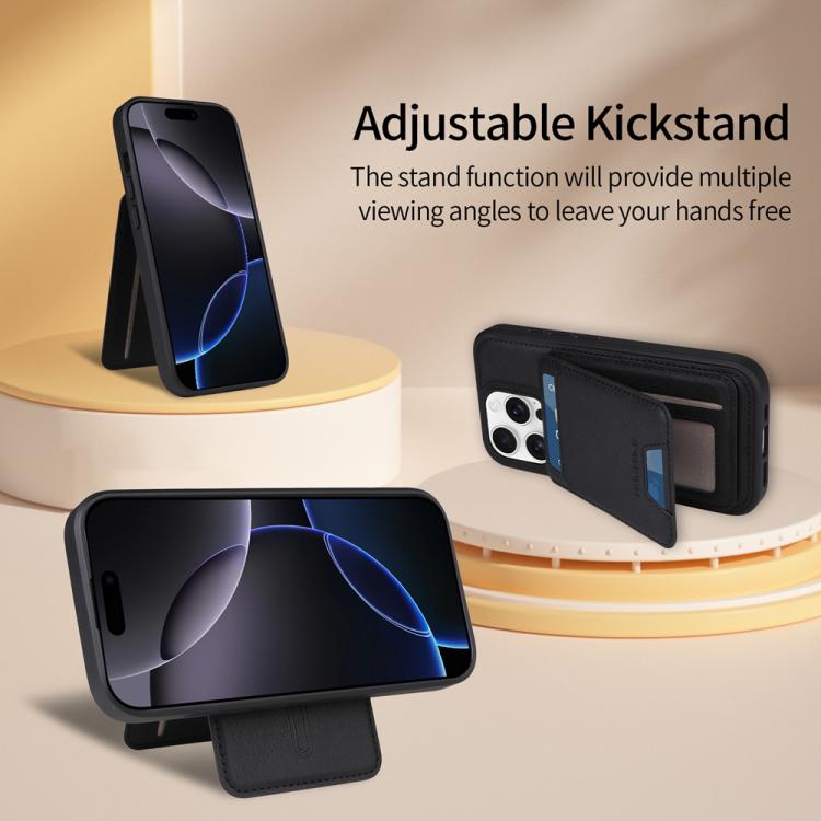For iPhone 16 Pro BETOPNICE Vertical Flip Detachable MagSafe Wallet Phone Case