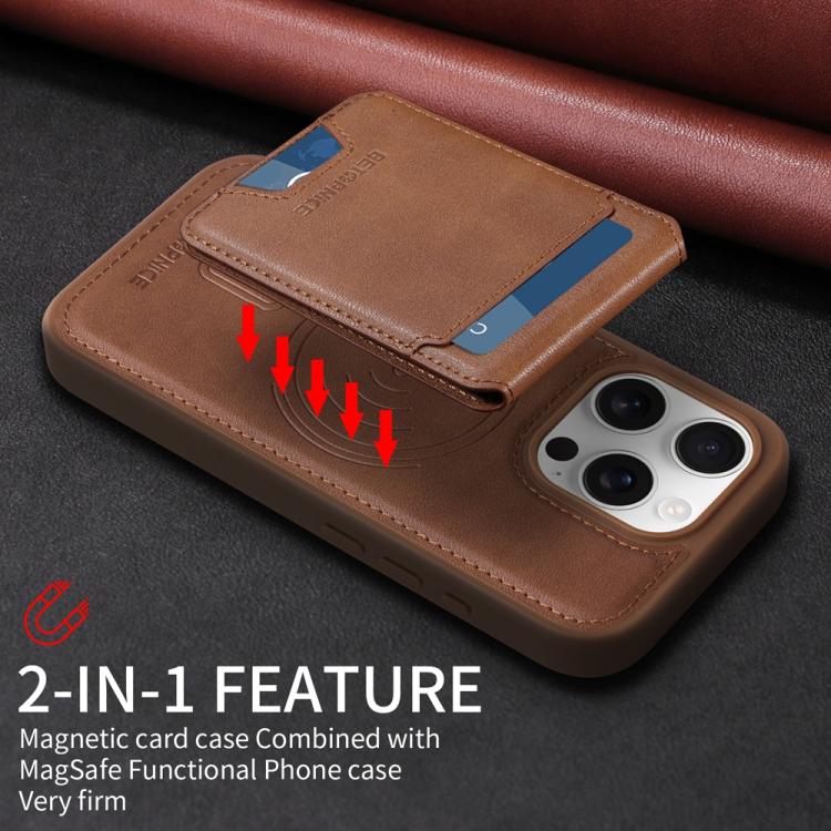 For iPhone 16 Pro BETOPNICE Vertical Flip Detachable MagSafe Wallet Phone Case