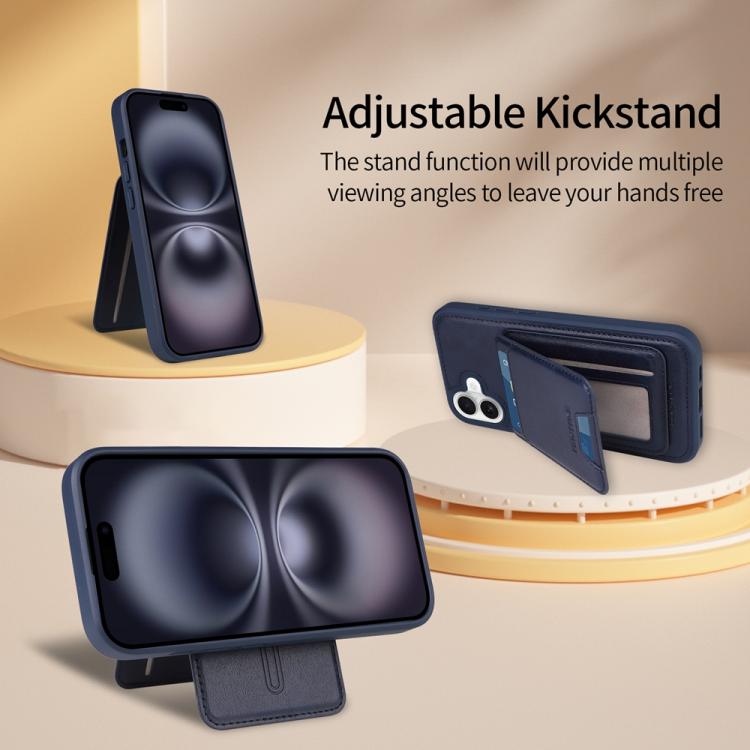 For iPhone 16 Plus BETOPNICE Vertical Flip Detachable MagSafe Wallet Phone Case