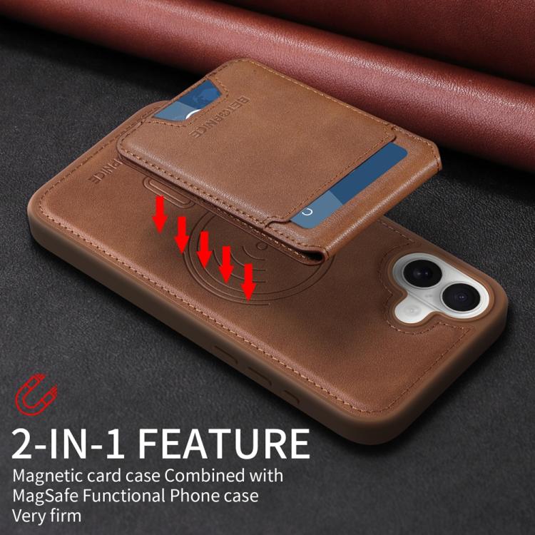 For iPhone 16 Plus BETOPNICE Vertical Flip Detachable MagSafe Wallet Phone Case