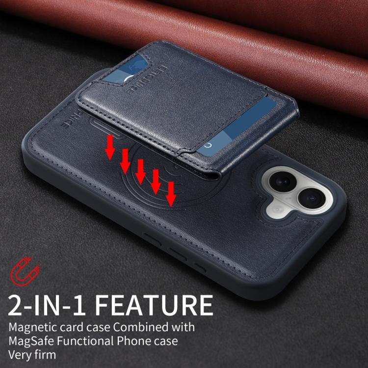For iPhone 16 BETOPNICE Vertical Flip Detachable MagSafe Wallet Phone Case