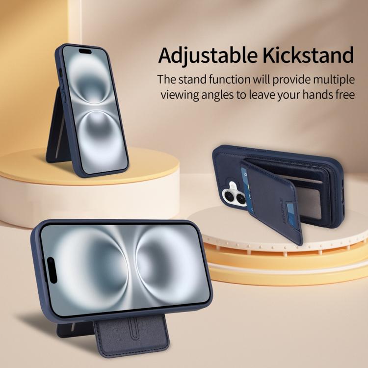 For iPhone 16 BETOPNICE Vertical Flip Detachable MagSafe Wallet Phone Case