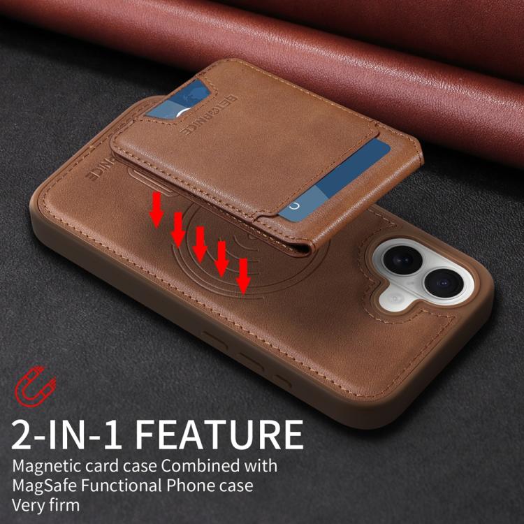 For iPhone 16 BETOPNICE Vertical Flip Detachable MagSafe Wallet Phone Case