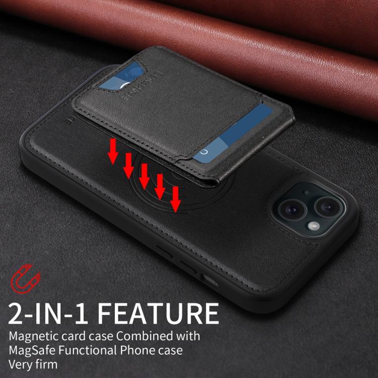 For iPhone 15 Plus BETOPNICE Vertical Flip Detachable MagSafe Wallet Phone Case