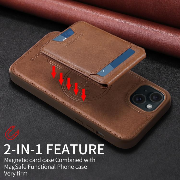 For iPhone 15 Plus BETOPNICE Vertical Flip Detachable MagSafe Wallet Phone Case