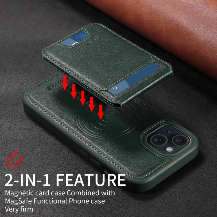 For iPhone 15 BETOPNICE Vertical Flip Detachable MagSafe Wallet Phone Case