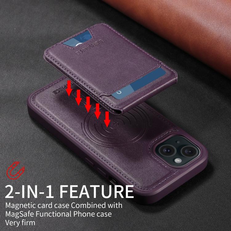 For iPhone 15 BETOPNICE Vertical Flip Detachable MagSafe Wallet Phone Case