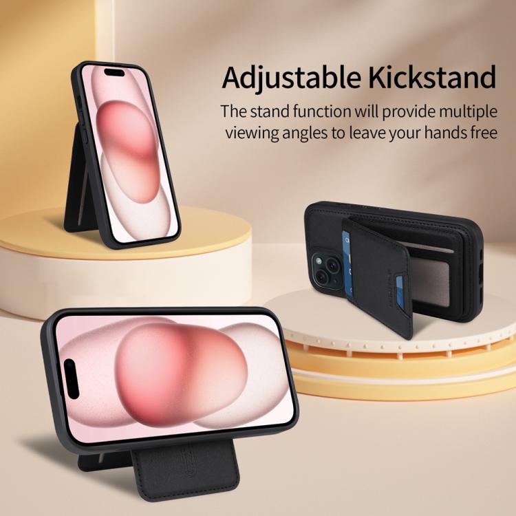 For iPhone 15 BETOPNICE Vertical Flip Detachable MagSafe Wallet Phone Case