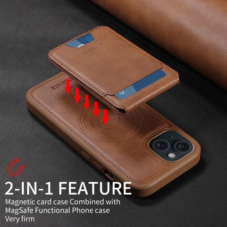 For iPhone 15 BETOPNICE Vertical Flip Detachable MagSafe Wallet Phone Case
