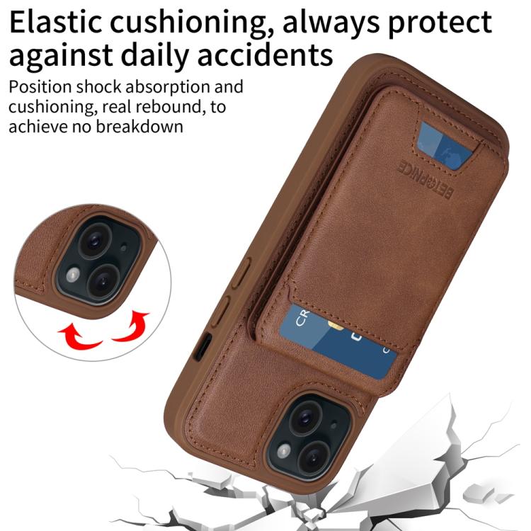 For iPhone 15 BETOPNICE Vertical Flip Detachable MagSafe Wallet Phone Case