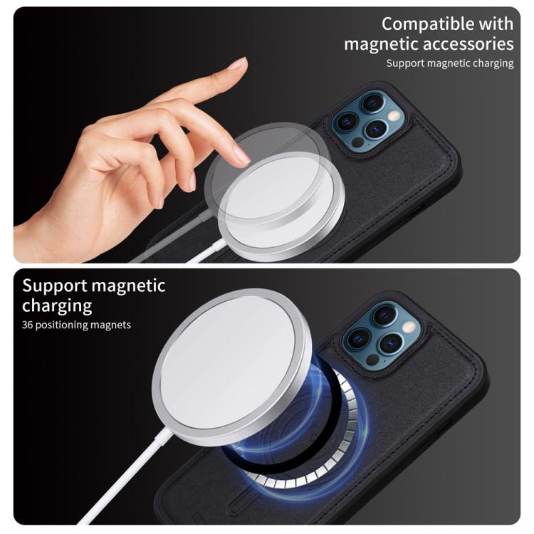 For iPhone 12 Pro Max BETOPNICE Vertical Flip Detachable MagSafe Wallet Phone Case