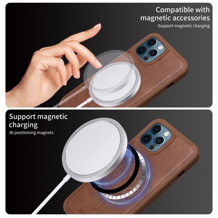 For iPhone 12 Pro Max BETOPNICE Vertical Flip Detachable MagSafe Wallet Phone Case