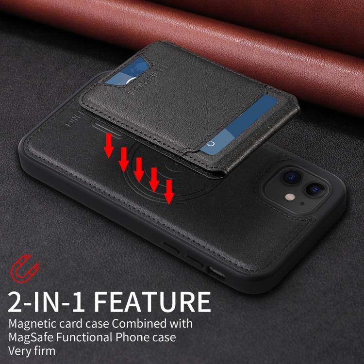 For iPhone 11 BETOPNICE Vertical Flip Detachable MagSafe Wallet Phone Case