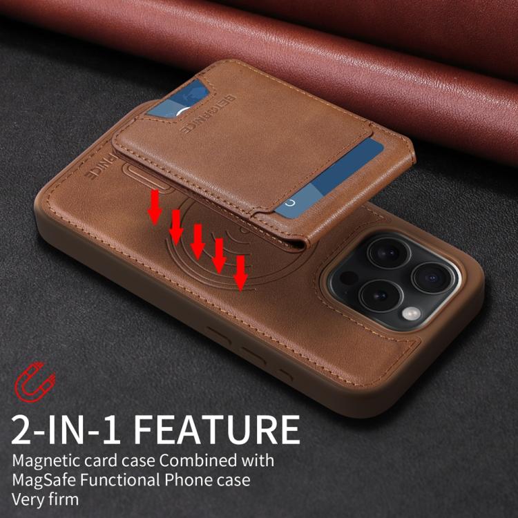 For iPhone 15 Pro BETOPNICE Vertical Flip Detachable MagSafe Wallet Phone Case