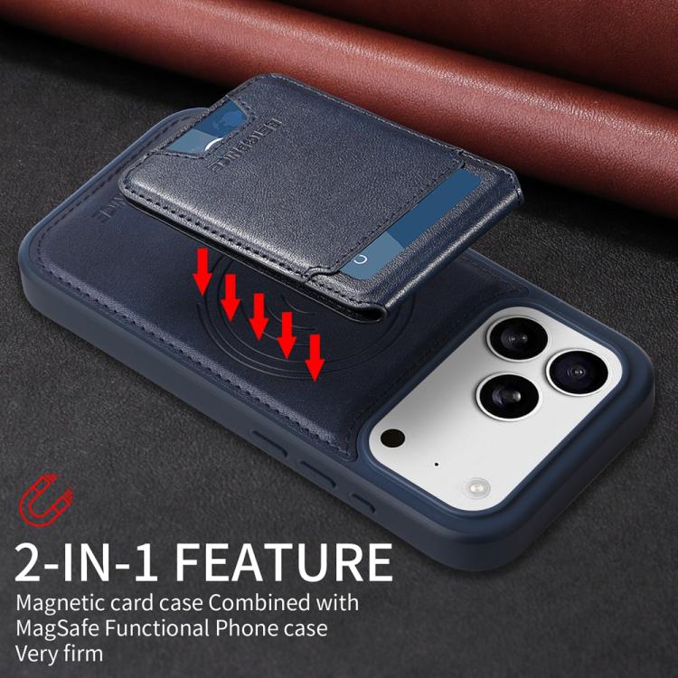 For iPhone 17 Pro BETOPNICE Vertical Flip Detachable MagSafe Wallet Phone Case