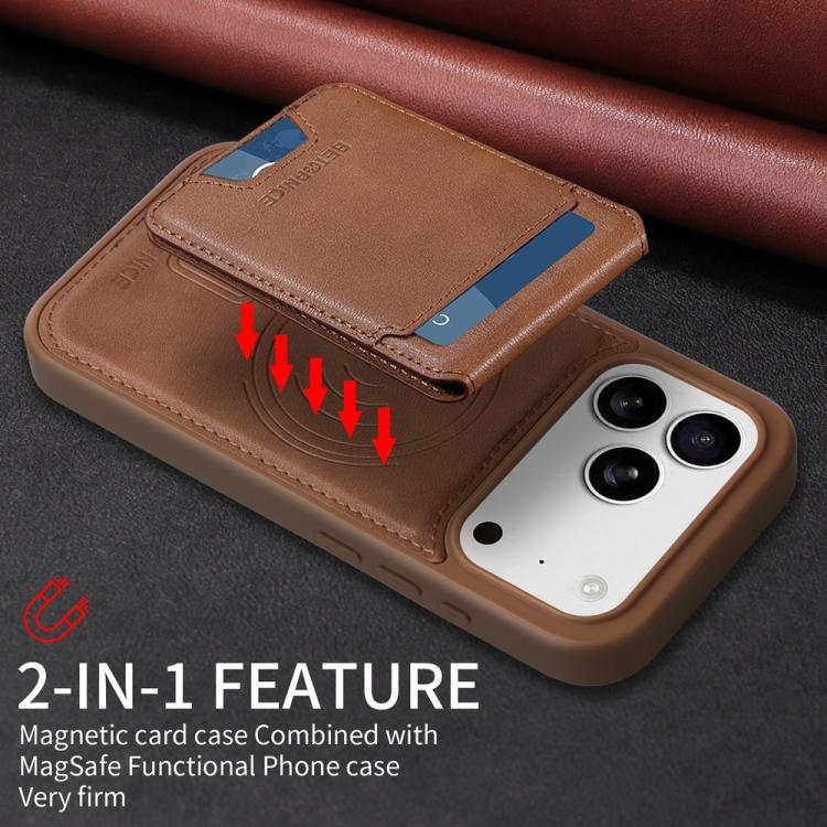 For iPhone 17 Pro BETOPNICE Vertical Flip Detachable MagSafe Wallet Phone Case