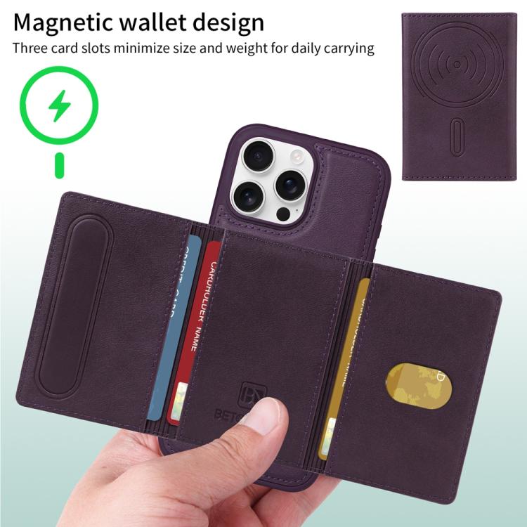 For iPhone 16 Pro Max BETOPNICE Horizontal Flip Detachable MagSafe Wallet Phone Case