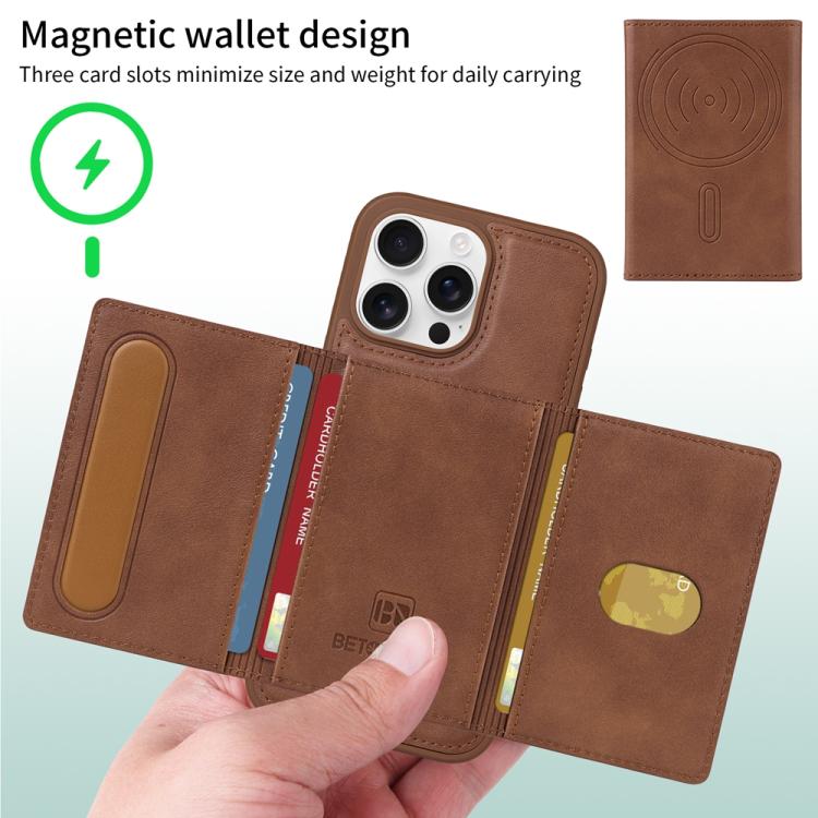 For iPhone 16 Pro Max BETOPNICE Horizontal Flip Detachable MagSafe Wallet Phone Case