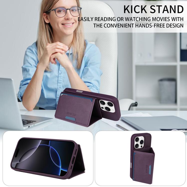For iPhone 16 Pro BETOPNICE Horizontal Flip Detachable MagSafe Wallet Phone Case