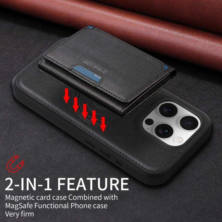 For iPhone 16 Pro BETOPNICE Horizontal Flip Detachable MagSafe Wallet Phone Case
