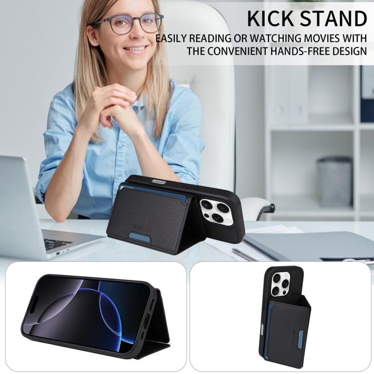 For iPhone 16 Pro BETOPNICE Horizontal Flip Detachable MagSafe Wallet Phone Case