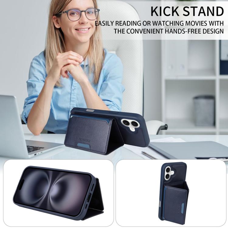 For iPhone 16 Plus BETOPNICE Horizontal Flip Detachable MagSafe Wallet Phone Case