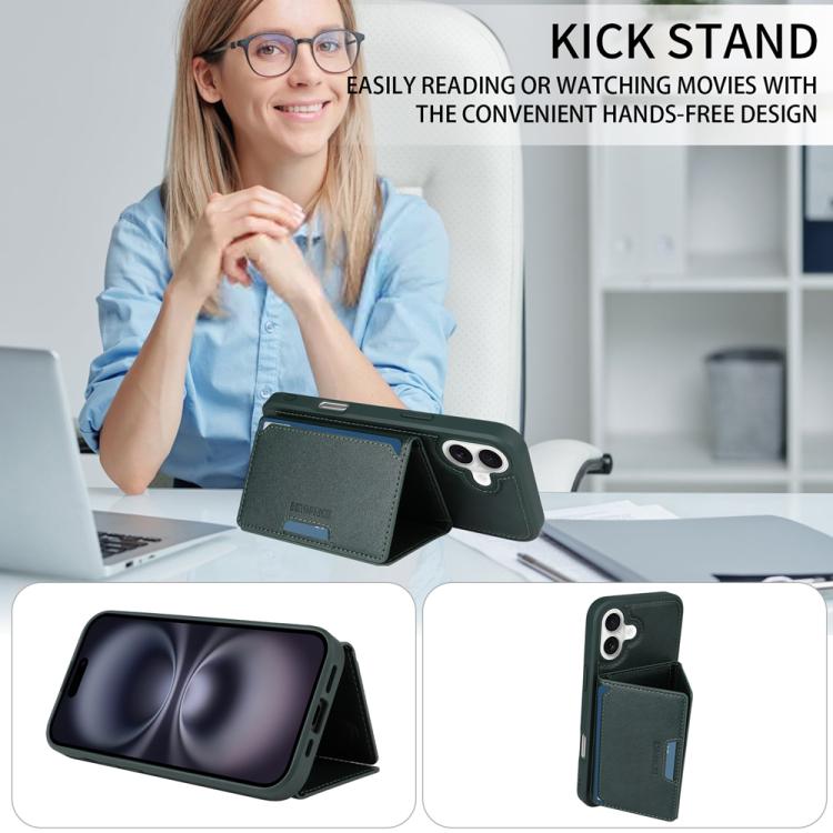 For iPhone 16 Plus BETOPNICE Horizontal Flip Detachable MagSafe Wallet Phone Case