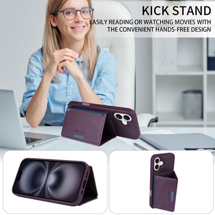 For iPhone 16 Plus BETOPNICE Horizontal Flip Detachable MagSafe Wallet Phone Case