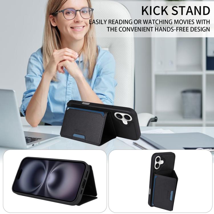For iPhone 16 Plus BETOPNICE Horizontal Flip Detachable MagSafe Wallet Phone Case
