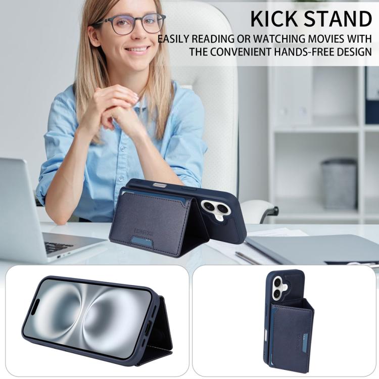 For iPhone 16 BETOPNICE Horizontal Flip Detachable MagSafe Wallet Phone Case