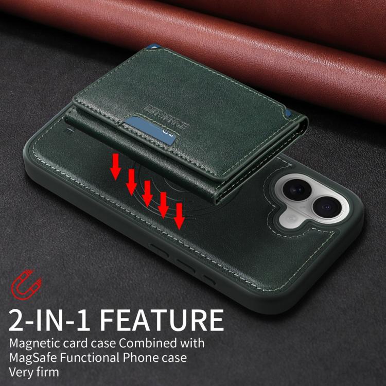 For iPhone 16 BETOPNICE Horizontal Flip Detachable MagSafe Wallet Phone Case
