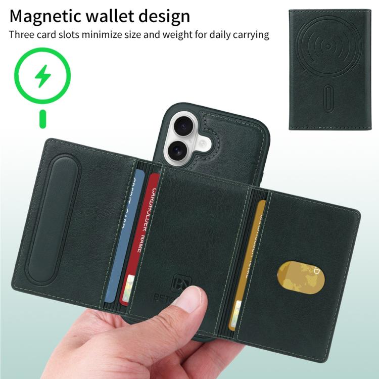 For iPhone 16 BETOPNICE Horizontal Flip Detachable MagSafe Wallet Phone Case