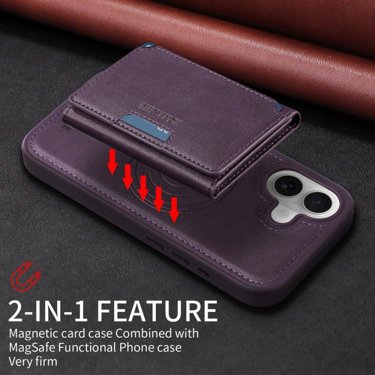 For iPhone 16 BETOPNICE Horizontal Flip Detachable MagSafe Wallet Phone Case