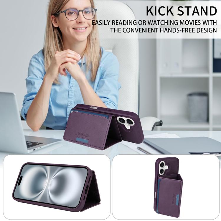 For iPhone 16 BETOPNICE Horizontal Flip Detachable MagSafe Wallet Phone Case