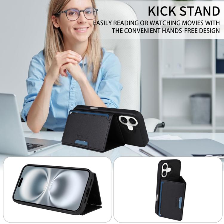 For iPhone 16 BETOPNICE Horizontal Flip Detachable MagSafe Wallet Phone Case