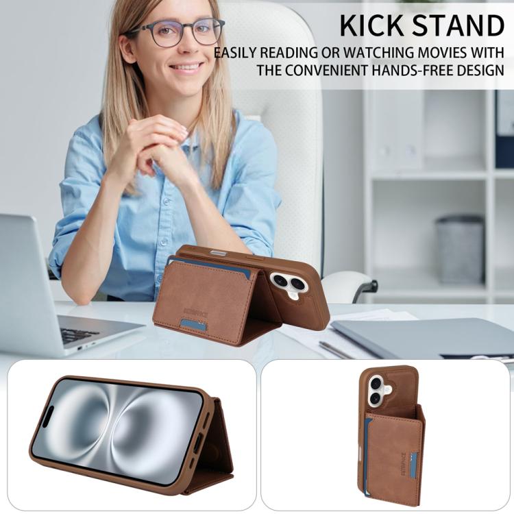 For iPhone 16 BETOPNICE Horizontal Flip Detachable MagSafe Wallet Phone Case