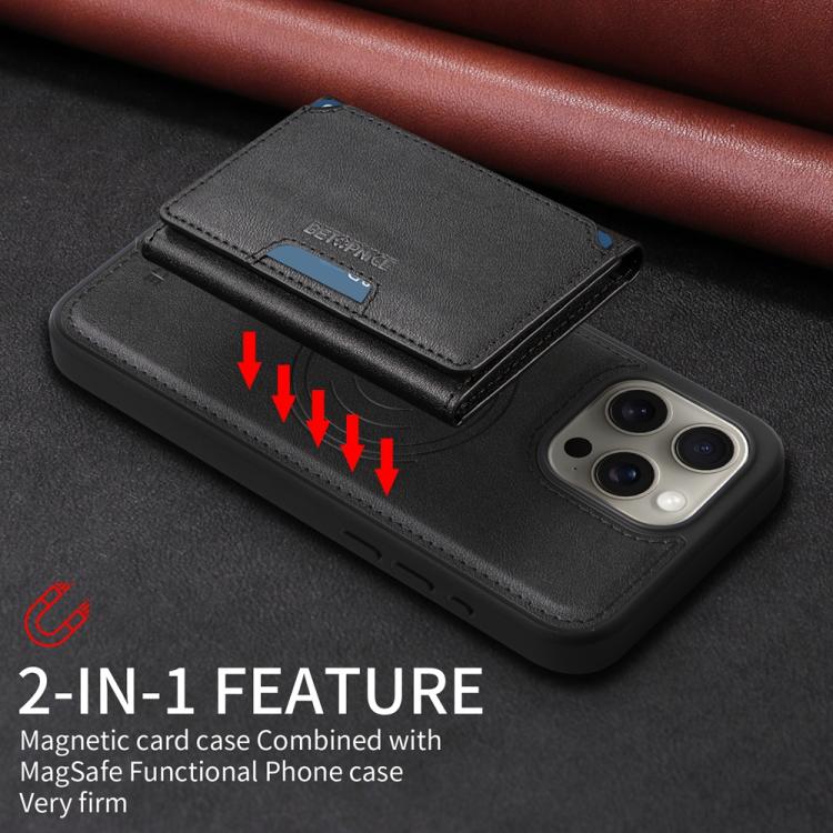 For iPhone 15 Pro Max BETOPNICE Horizontal Flip Detachable MagSafe Wallet Phone Case