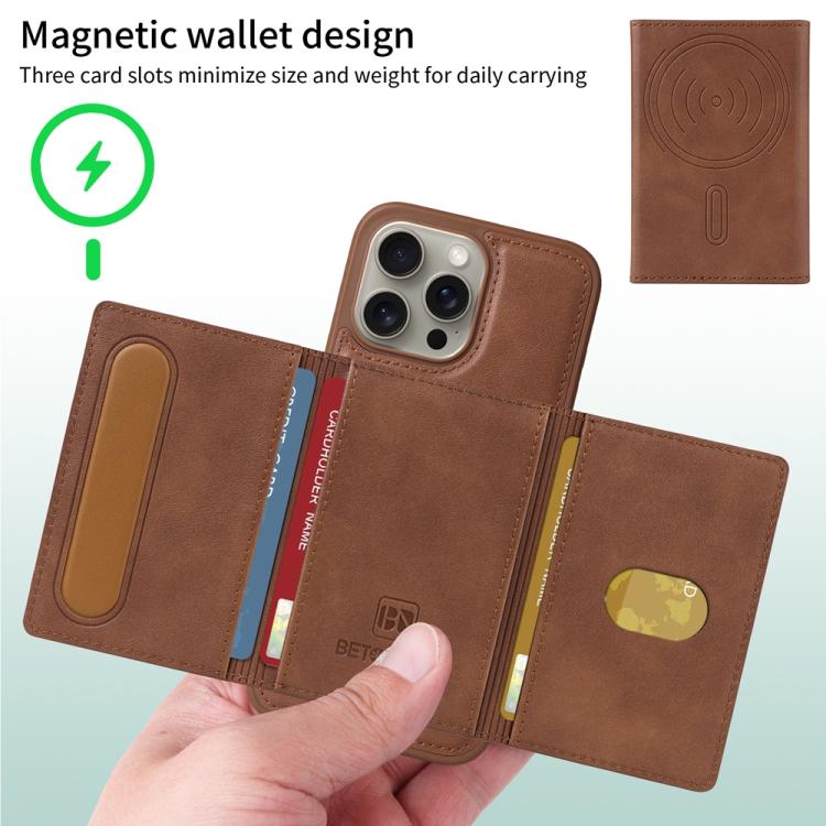 For iPhone 15 Pro Max BETOPNICE Horizontal Flip Detachable MagSafe Wallet Phone Case