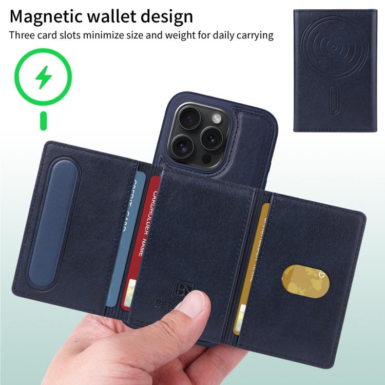 For iPhone 15 Pro BETOPNICE Horizontal Flip Detachable MagSafe Wallet Phone Case