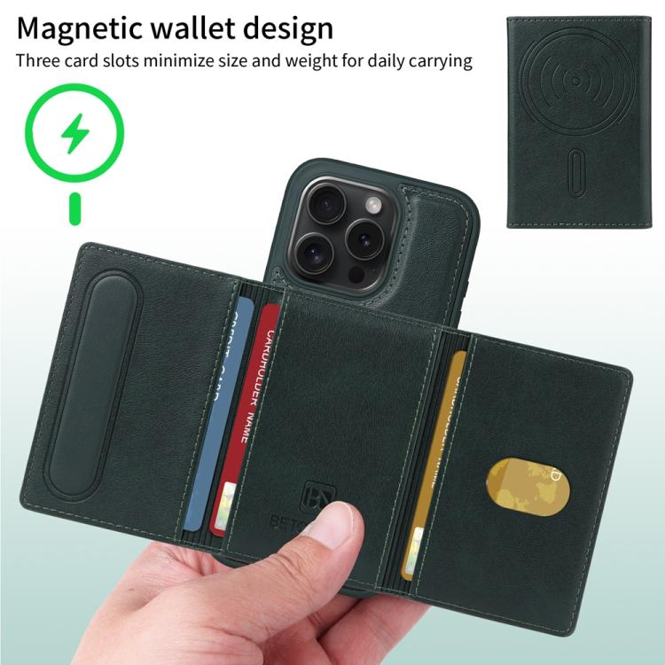 For iPhone 15 Pro BETOPNICE Horizontal Flip Detachable MagSafe Wallet Phone Case