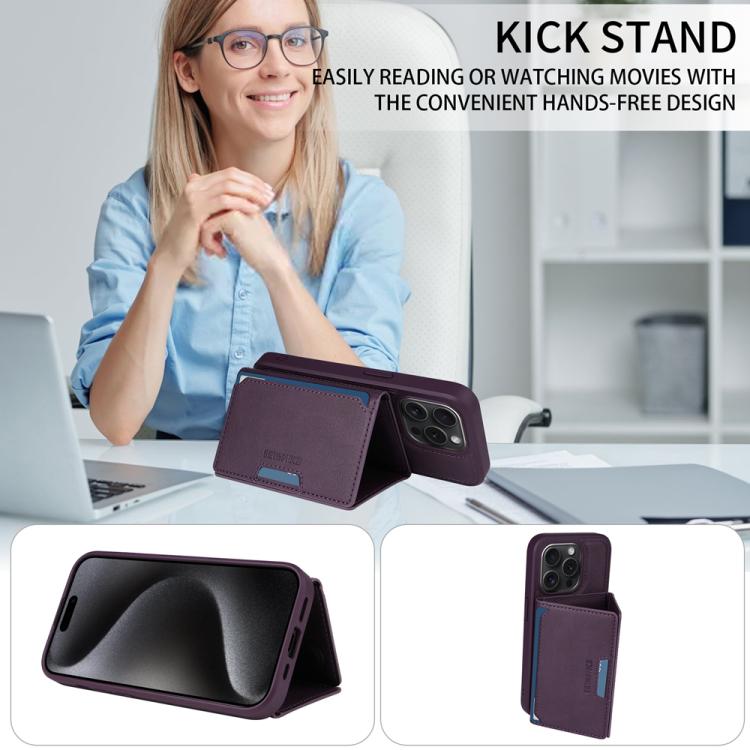 For iPhone 15 Pro BETOPNICE Horizontal Flip Detachable MagSafe Wallet Phone Case