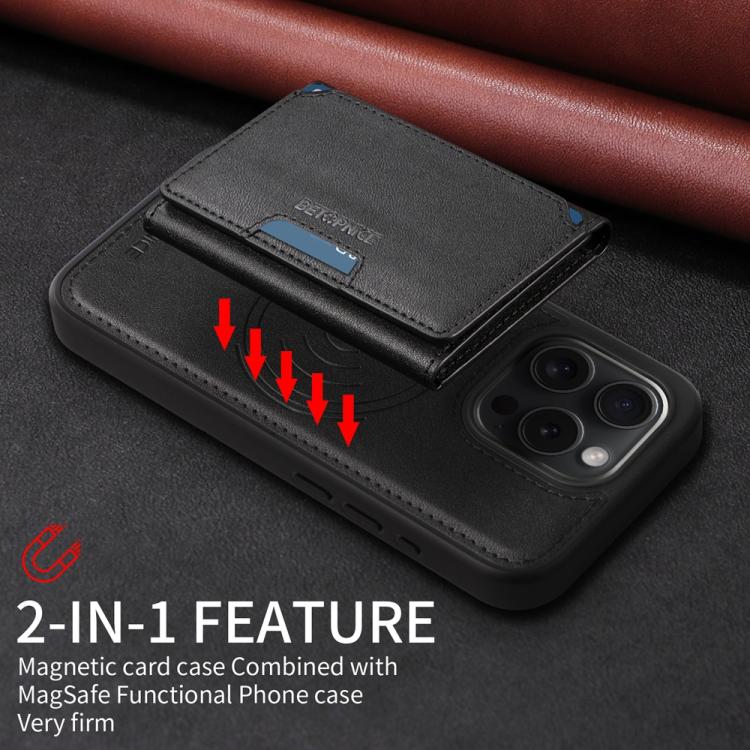 For iPhone 15 Pro BETOPNICE Horizontal Flip Detachable MagSafe Wallet Phone Case