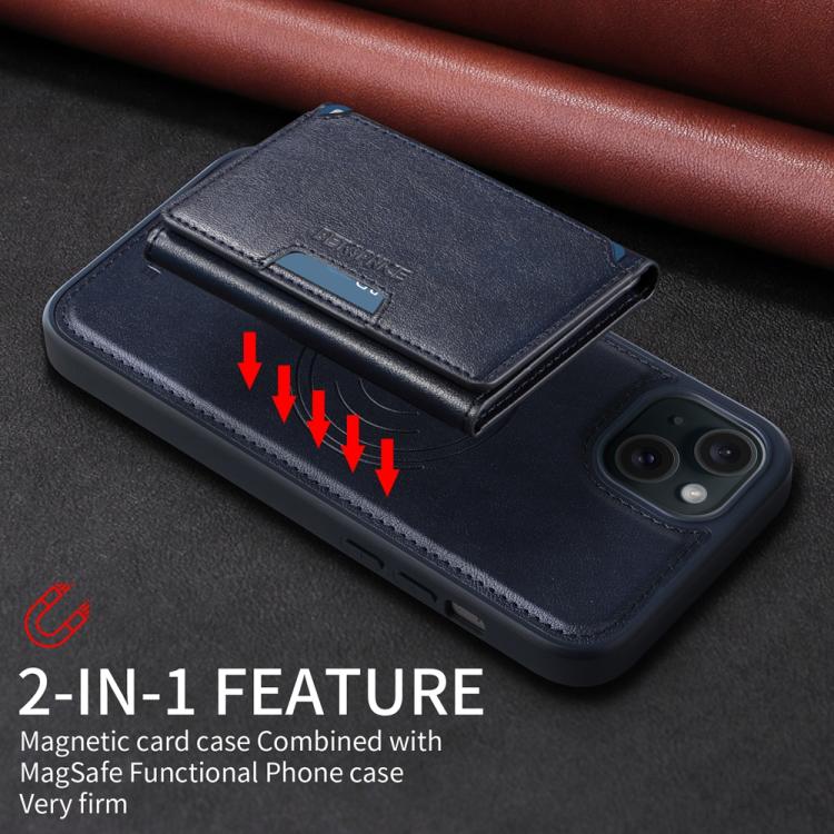 For iPhone 15 Plus BETOPNICE Horizontal Flip Detachable MagSafe Wallet Phone Case