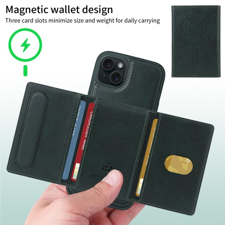 For iPhone 15 Plus BETOPNICE Horizontal Flip Detachable MagSafe Wallet Phone Case