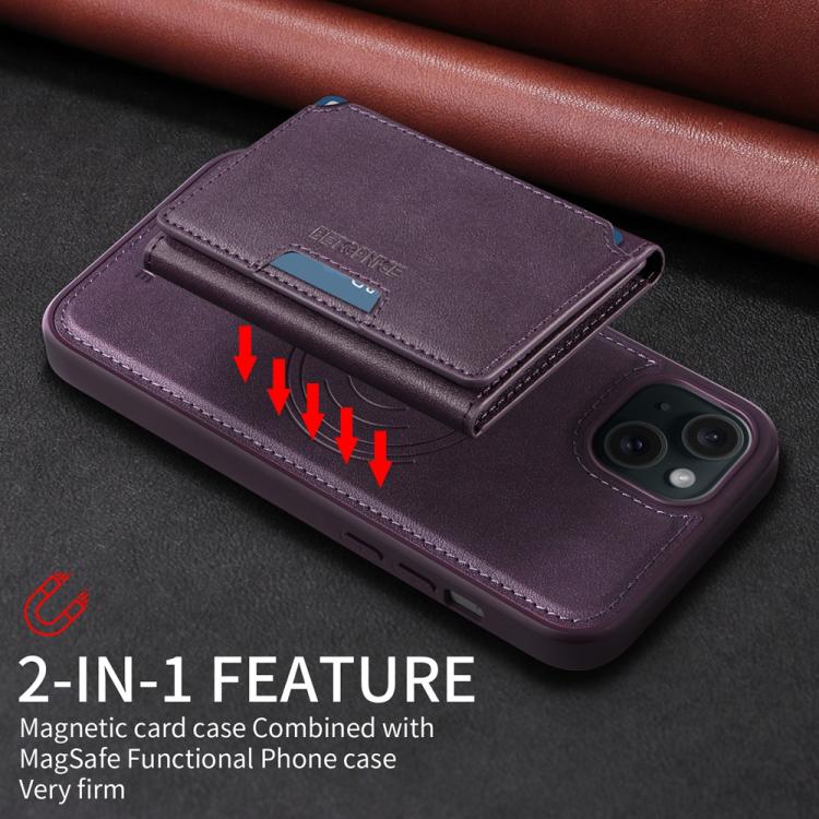 For iPhone 15 Plus BETOPNICE Horizontal Flip Detachable MagSafe Wallet Phone Case